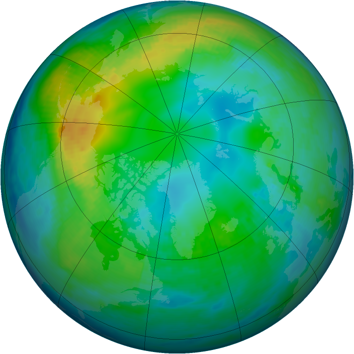 Arctic ozone map for 08 November 1989